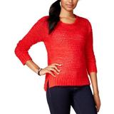 Rampage NEW Red Size Large L Junior Open-Knit Crewneck Pullover Sweater