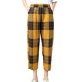 Avamo Elastic Waist Comfort Pants for Women Pattern Printed Cotton Loose Business Trousers Retro Slacks All-Match Style Yellow L