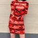 Women's Heart Printing Long Sleeve Dress Package Hip Skirt