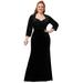 Ever-Pretty Women Plus Size 3/4 Sleeves Velvet Sequins Formal Dresses Fishtail Bodycon Cocktail Party Gown 00379 Black US14