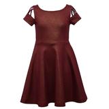 Bonnie Jean Big Girls 7-16 Short Sleeve Metallic Laser Cut Holiday Dress