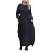 Tuscom Women Round Neck Long Sleeve Pullover Lace Loose Large Size Dress