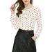 Allegra K Women's Ruffle Neck Long Sleeve Polka Dots Blouse Shirt