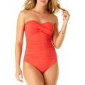 Anne Cole Women's Live In Color Twist Front Shirred Bandeau One Piece Swimsuit