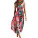 LilyLLL Women Floral Print Sleeveless A Line Sundress Summer Beach Long Dress