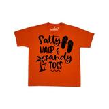 Inktastic Spring Break Salty Hair and Sandy Toes with Sandals Teen Short Sleeve T-Shirt Unisex Orange L