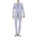 Ferrecci Menâ€™s Blue Seersucker Striped Slim Fit 2 Piece Notch Lapel Cotton Suit with Marbled Buttons (56 Regular)