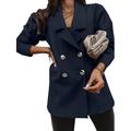 Woman Autumn Solid Color Turn-Down-Collar Thigh Length Coat