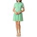 Allegra K Women's Peter Pan Collar Ruffle Half Placket Swing Pleated Shirt Dress