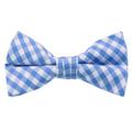 Jacob Alexander Men's Gingham Checkered Pattern Pre-Tied Clip-On Bow Tie - Light Blue