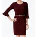 Connected Apparel NEW Purple Womens 10 Belted Bell-Sleeve Sheath Dress
