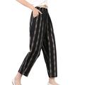 Lumento Womens Fashion Plaid Pants Elastic Waist Ankle Length Loose Bottoms Trousers Pockets Coffee-2 M