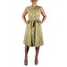 Peach Couture Women's Button up Work Dress Shift Dress Fabric Belt 100% Cotton 100% Cotton (Large, Olive)