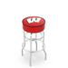 Holland Bar Stool NCAA Swivel Bar & Counter Stool Plastic/Acrylic/Metal in Red/White | 30 H x 17.5 W in | Wayfair L7C130Wisc-W