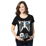 Maternity Baby Boy Skeleton Cute Halloween Pregnancy Bump Tshirt