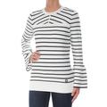 TOMMY HILFIGER Womens White Striped Kimono Sleeve Crew Neck Sweater Size: XS