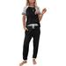 Niuer 2 Piece Loungewear for Women Short Sleeve Sweatsuit Sets Crewneck Raglan Top Elastic Waist Pants Home Sets Loose Fit Outfits Black S(US 4-6)