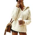 Women Hooded Sweatshirt Coat Autumn Winter Fleece Wool Pocket Outwear Top
