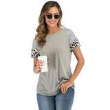 JENSON Women's Short T Shirts Short Sleeve Color Block Casual Tops Maternity Fashion Blouse Tops, M-3XL Grey/ Wine Red/ Black/ Khaki/ Purple