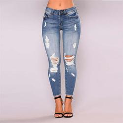 Salezone Women's Mid Waist Jeans Stretch Ripped Skinny Butt Lift Jeans Casual Stretch Distressed Denim Pants