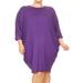 MOA COLLECTION Women's Plus Size Solid Loose Fit 3/4 Dolman Sleeve Casual Midi Dress/Made in USA