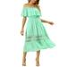 Allegra K Women's Flutter Sleeve Off The Shoulder Ruffle Lace Insert Maxi Dress
