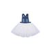 Owl's-Yard Cute Baby Girls Tutu Dress Elastic Waist Denim Suspender Skirt with Front Pocket Cqh