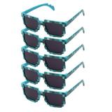 8 Bit Pixelated Nerd Geek Gaming Glasses Clear Lens Unisex Sunglasses Party Blue