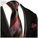 Super Long 70 inch Baked Apple Red and Black Patterned Silk Tie Set by Paul Malone