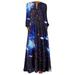 Womens Plus Size Long Sleeves Floral V Neck Party Evening Pockets Maxi Dresses