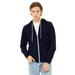 Unisex Poly-Cotton Fleece Full-Zip Hooded Sweatshirt - NAVY - XL