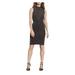 RALPH LAUREN Womens Black Ruched Textured Sleeveless Turtle Neck Knee Length Dress Size 16