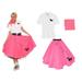 Adult 3 pc - 50's Poodle Skirt Outfit - Hot Pink / Small