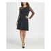 DKNY Womens Black Sheer Zippered Long Sleeve Jewel Neck Short Fit + Flare Party Dress Size 4