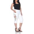 Women's Plus Size White Embroidered Capri Jeans