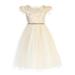 Sweet Kids Champagne Floral Jacquard Crystal Tulle Easter Dress Big Girls