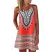 Women's Digital Print Halter Dress Summer Skirt Sexy Bohemia Dress Slip Dress V Neck Mini Dress