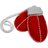 Xelparuc Warm Winter Children's Gloves , Lanyard Halter Lambskin Gloves Red