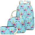 CAMTOP School Backpack for Girls Teens Bookbag Set Cute Student Backpack 3 In 1, School Bags + Lunch Box + Pencil Case (Light Blue)