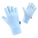 Unisex Summer Wrist Half Fingers Gloves, Ice Silk UV Sun Protection Outdoor Driving Cyling Antislip Gloves Toucscreen