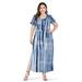 Colisha Plus Size V-Neck Tie dye Print Split Dresses for Women Summer Beach Fashion Casual Loose Short Sleeve Maxi Dress