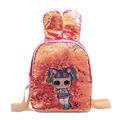 Chinatera Women Backpack Fashion Sequins Rabbit Ear Cartoon Travel Schoolbag (Orange)