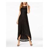 CONNECTED APPAREL Womens Black Embellished Sleeveless Illusion Neckline Maxi Hi-Lo Evening Dress Size 6