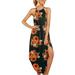 Women Floral Halter Sleeveless Maxi Dress Boho Summer Holiday Casual Long Sundress