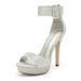 DREAM PAIRS Women's Open Toe Ankle Strap Stilettos Heel Sandals Party Wedding Pumps High Shoes ONEDA-3 SILVER/GLITTER Size 9