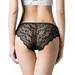 Wuffmeow Solid High Stretch Lingerie Women Lace Ultra-Thin Briefs Ladies Low-rise Seamless Panties Underwear Pants Thong Intimate Wear,Black