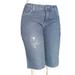 Womens Lt. blue blue Stretch capri shorts (12" 1/2 inseam) With Rhinstone, #LD5_c_LU_11