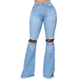 UKAP Skinny Ripped Bell Bottom Jeans for Women Classic High Waisted Flared Jean Pants Knee Ripped Fitted Destroyed Flare Denim Jeans