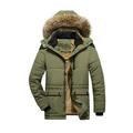 CVLIFE Mens Thick Warm Hooded Jacket Sherpa Lined with Detachable Hood Padded Plus Size Coat Waterproof Windproof