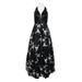 Dave & Johnny V-Neck Sleeveless Ruched Zipper Back Sequined Bodice Cutout Back Embroidered Floral Mesh Dress-BLACK